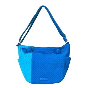 Vera Bradley Hadley On-The-Go Bag Bahama Bay Turquoise 2-Tone Quilted EUC